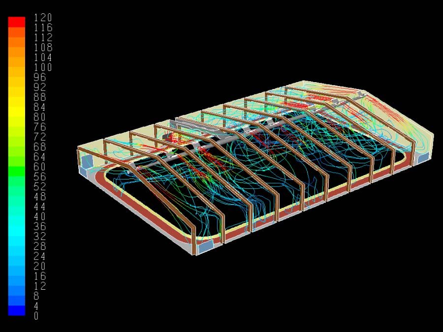 Heating and cooling - ventilation streamlines.