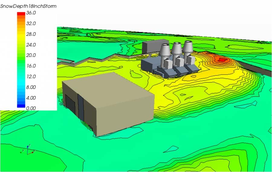 CFD modeling snow drifting and accumulation wind study